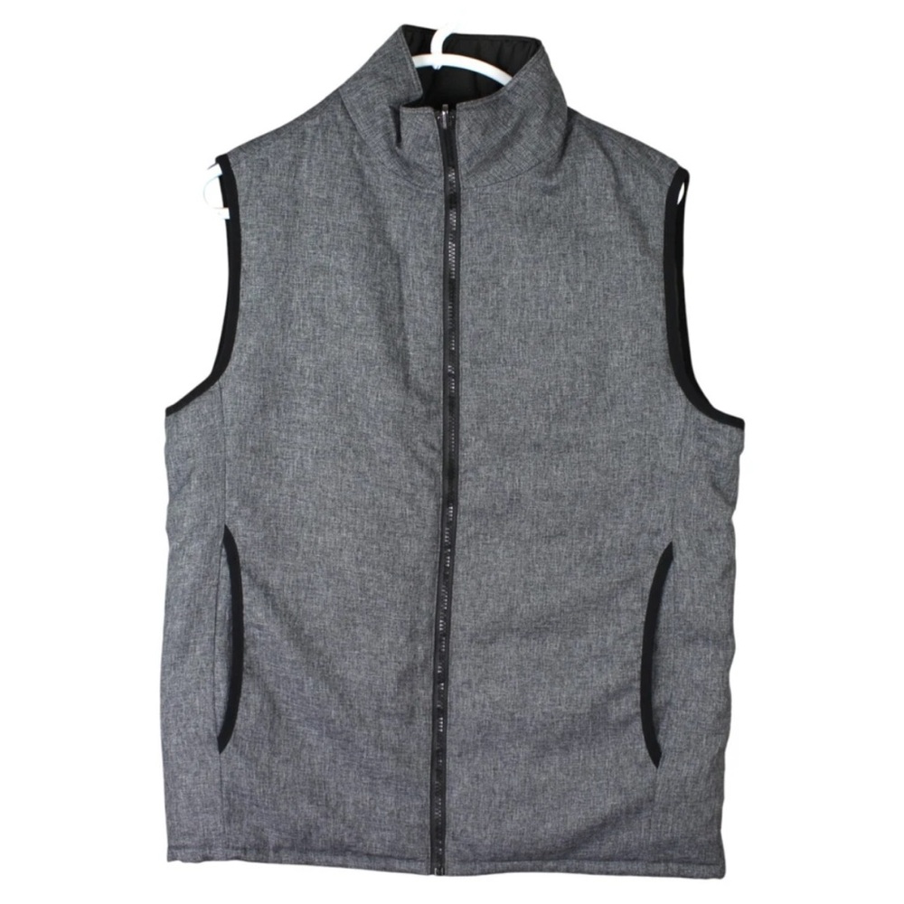 Mack Weldon Warmknit 2 Way Reversible Vest Men's Small Gray Black Full Zip Lined